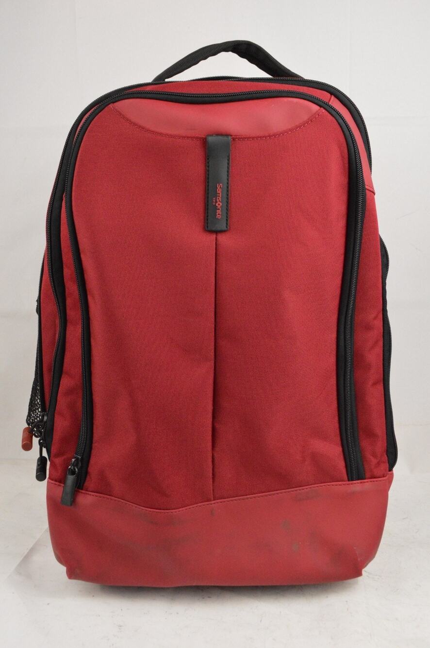 Samsonite Rolling Backpack Wheeled Travel Laptop Carry On Red Telescoping Handle